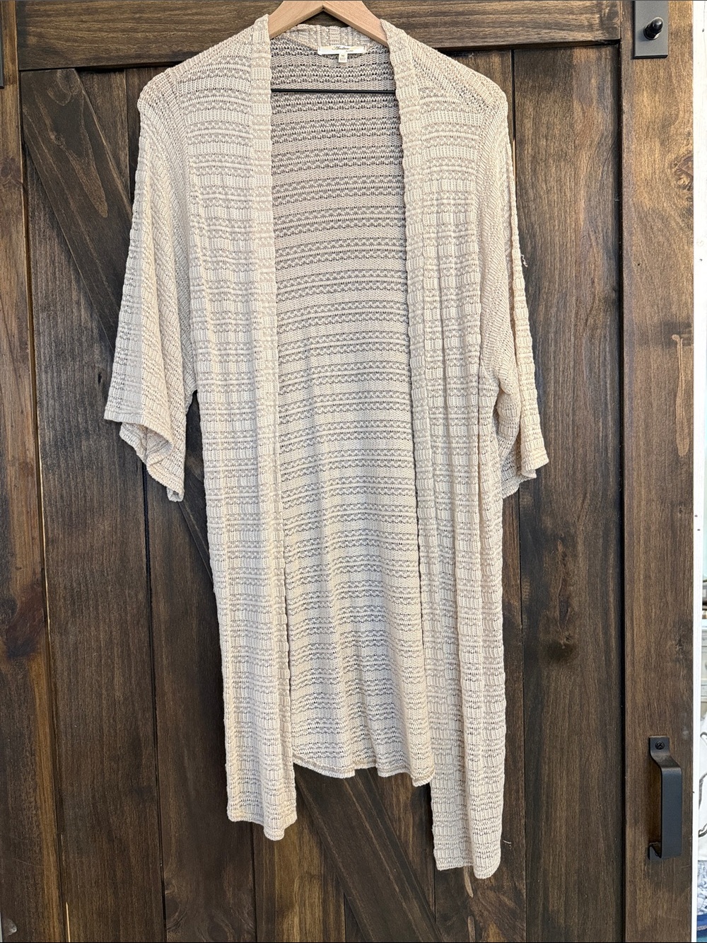 Andree Light Beige Open-Front Knit Duster